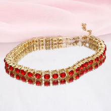 Cargar imagen en el visor de la galería, Anklet Gold Red Rhinestone Tennis Ankle Chain
