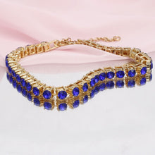 Cargar imagen en el visor de la galería, Anklet Gold Blue Rhinestone Tennis Ankle Chain
