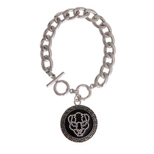 Load image into Gallery viewer, Silver Tiger Greek Medallion Bracelet
