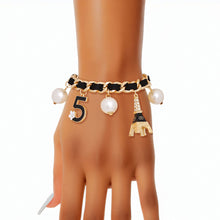 Cargar imagen en el visor de la galería, Bracelet Gold Eiffel Black Charm Chain for Women
