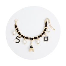 Cargar imagen en el visor de la galería, Bracelet Gold Eiffel Black Charm Chain for Women
