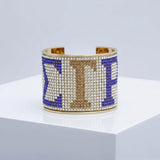 SGRHO Greek Rhinestone 2 inch Gold Cuff Bracelet