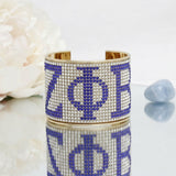SGRHO Greek Rhinestone 2 inch Gold Cuff Bracelet