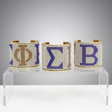 SGRHO Greek Rhinestone 2 inch Gold Cuff Bracelet