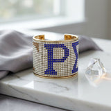 SGRHO Greek Rhinestone 2 inch Gold Cuff Bracelet