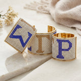 SGRHO Greek Rhinestone 2 inch Gold Cuff Bracelet