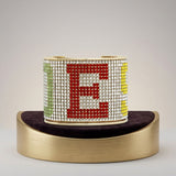 OES Greek Rhinestone 2 inch Gold Cuff Bracelet