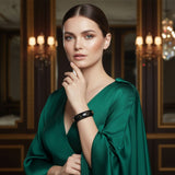 Bangle Marbled Black and Gold Quatrefoil Bracelet