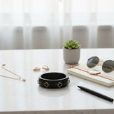 Bangle Marbled Black and Gold Quatrefoil Bracelet