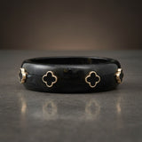 Bangle Marbled Black and Gold Quatrefoil Bracelet