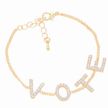 Cargar imagen en el visor de la galería, Bracelet VOTE Rhinestone Gold Chain for Women
