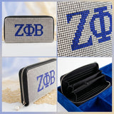ZPB Greek Rhinestone Encrusted Zipper Wallet