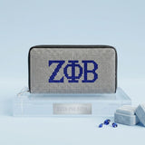 ZPB Greek Rhinestone Encrusted Zipper Wallet