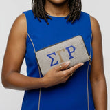SGRHO Greek Rhinestone Encrusted Zipper Wallet