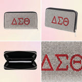 DST Greek Rhinestone Encrusted Zipper Wallet