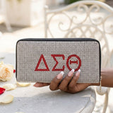 DST Greek Rhinestone Encrusted Zipper Wallet