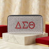 DST Greek Rhinestone Encrusted Zipper Wallet