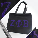 Zeta Phi Beta Rhinestone Black Canvas Tote