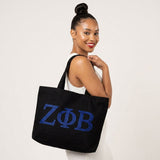 Zeta Phi Beta Rhinestone Black Canvas Tote