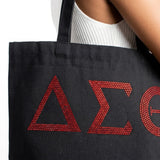 Delta Sigma Theta Rhinestone Black Canvas Tote
