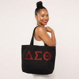 Delta Sigma Theta Rhinestone Black Canvas Tote