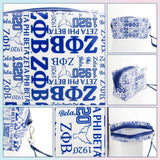 ZPB Blue and White Graphic Print Makeup Pouch