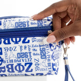 ZPB Blue and White Graphic Print Makeup Pouch