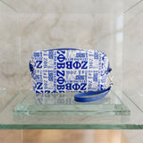 ZPB Blue and White Graphic Print Makeup Pouch
