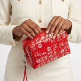 DST Red and White Graphic Print Makeup Pouch