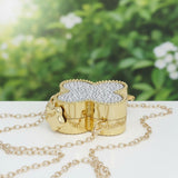 Mini Gold Quatrefoil Sparkle Crossbody Compact