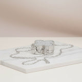 Mini Silver Quatrefoil Sparkle Crossbody Compact