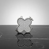 Mini Silver Quatrefoil Sparkle Crossbody Compact