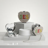 OES Mini Rhinestone Heart Crossbody Compact