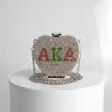 AKA Mini Rhinestone Heart Crossbody Compact
