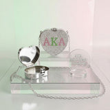 AKA Mini Rhinestone Heart Crossbody Compact