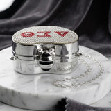 DST Mini Rhinestone Heart Crossbody Compact
