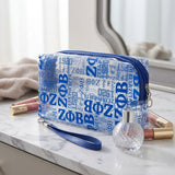 ZPB Blue and Clear Graphic Print Makeup Pouch