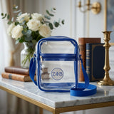ZPB Blue and Clear Greek Stadium Crossbody Bag