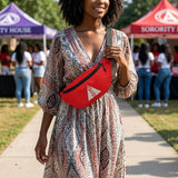 DST Red Canvas Greek Triple Pocket Fanny Pack
