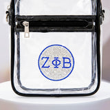 Zeta Phi Beta Clear Rhinestone Stadium Bag