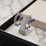 Zeta Phi Beta Rhinestone Chain Hoop Earrings