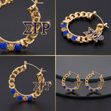 Sigma Gamma Rho Rhinestone Chain Hoop Earrings