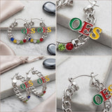 OES Rhinestone Chain Hoop Earrings