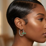 Alpha Kappa Alpha Rhinestone Chain Hoop Earrings