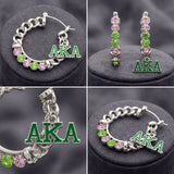 Alpha Kappa Alpha Rhinestone Chain Hoop Earrings