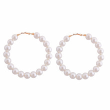 Load image into Gallery viewer, Cream Pearl Wire Hoop Earrings
