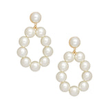 Pearl Cream Gold Large Teardrop Earrings for Women