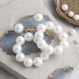 White Pearl Teardrop Chunky Earrings for Women