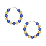 SGRHO Sorority Blue Gold 60mm Pearl Hoop Earrings