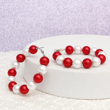 Cargar imagen en el visor de la galería, DST Sorority Red White 60mm Pearl Hoop Earrings
